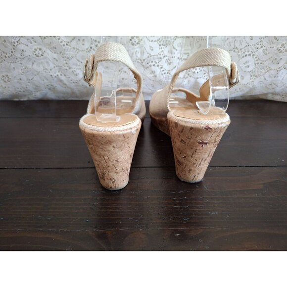City Classified Alina Beige Slingback Cork Wedge Sandal/Pre-owned, Sz. 7 - Picture 6 of 10